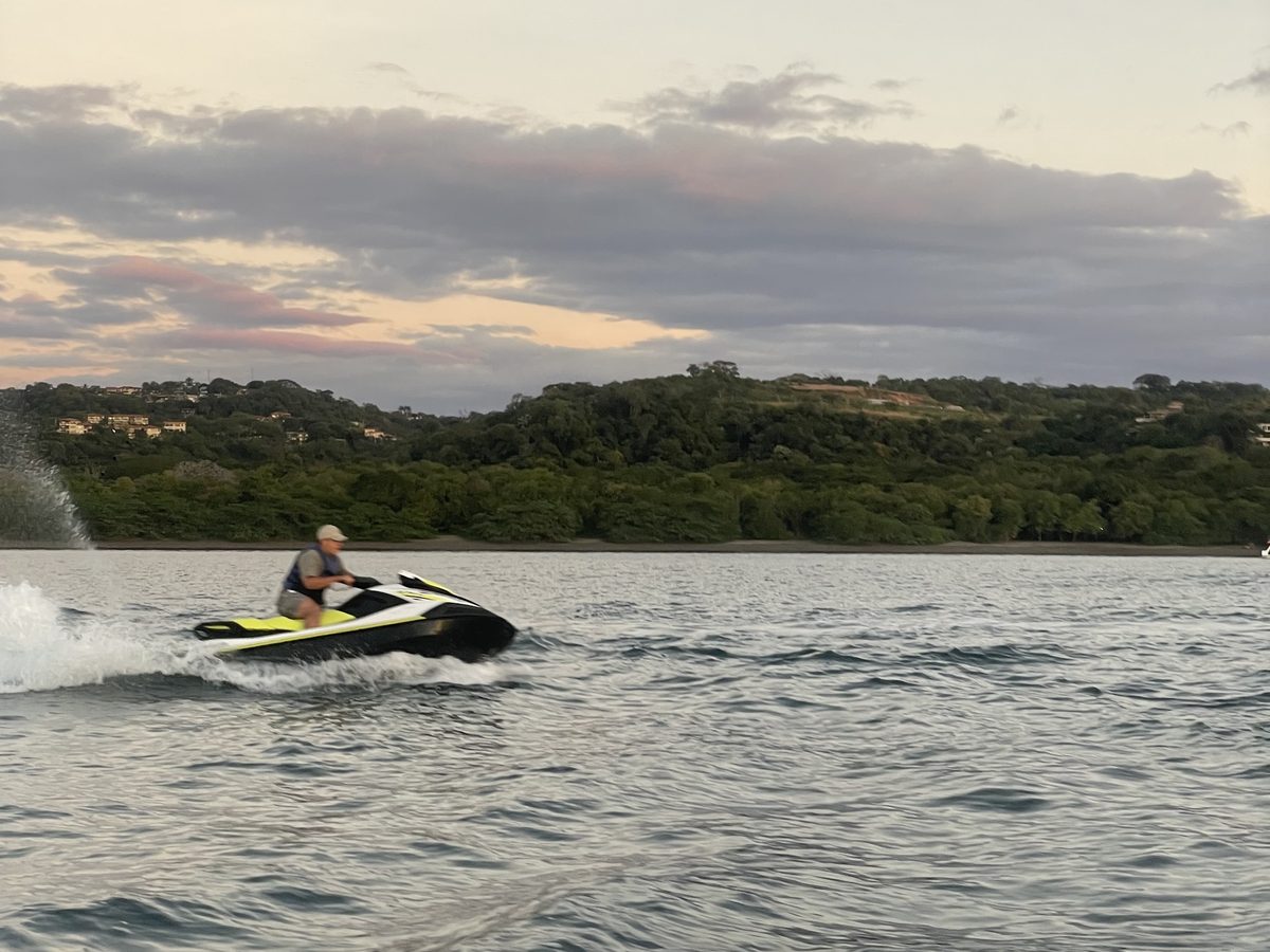 Water sports along the Costa Rican coast at dusk